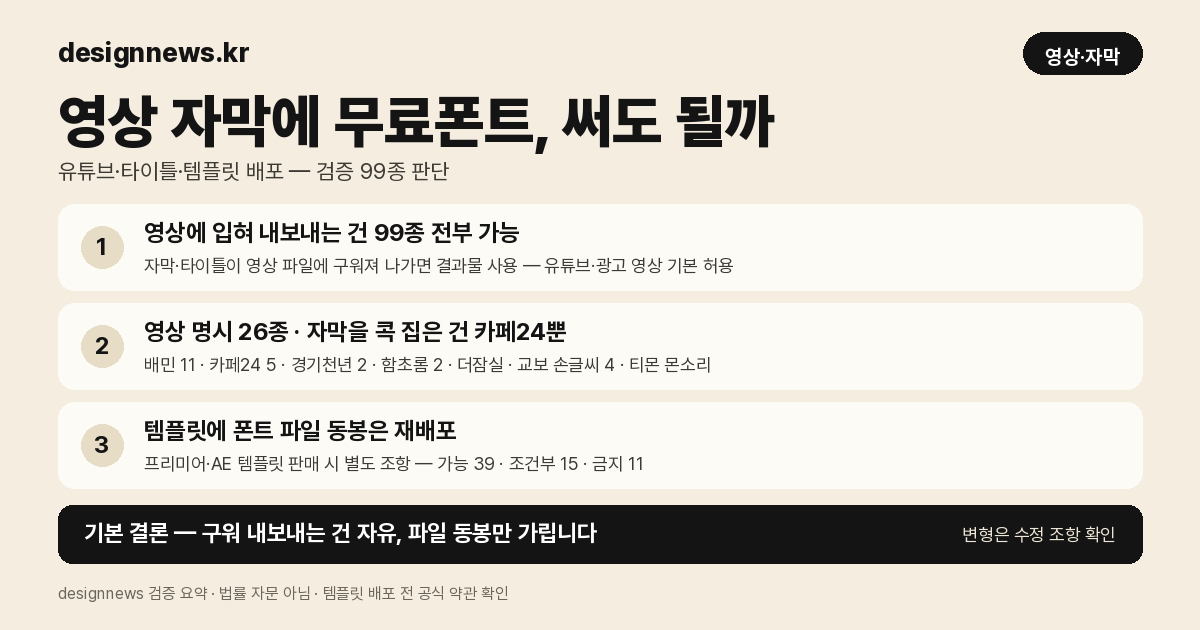 영상·자막 무료폰트 사용 판단